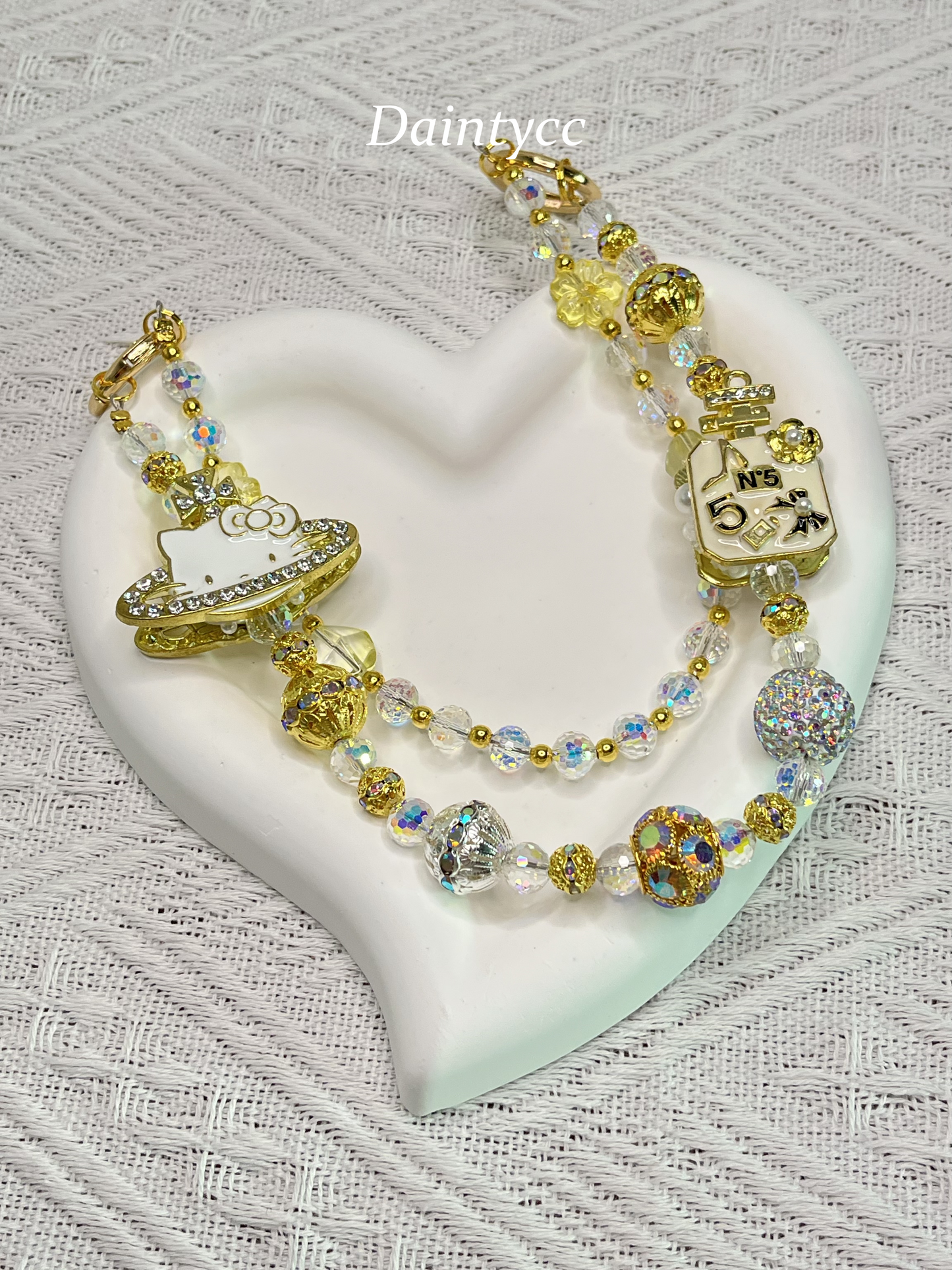 Golden Kitty luxurious bag charm phone chain double chain key chain