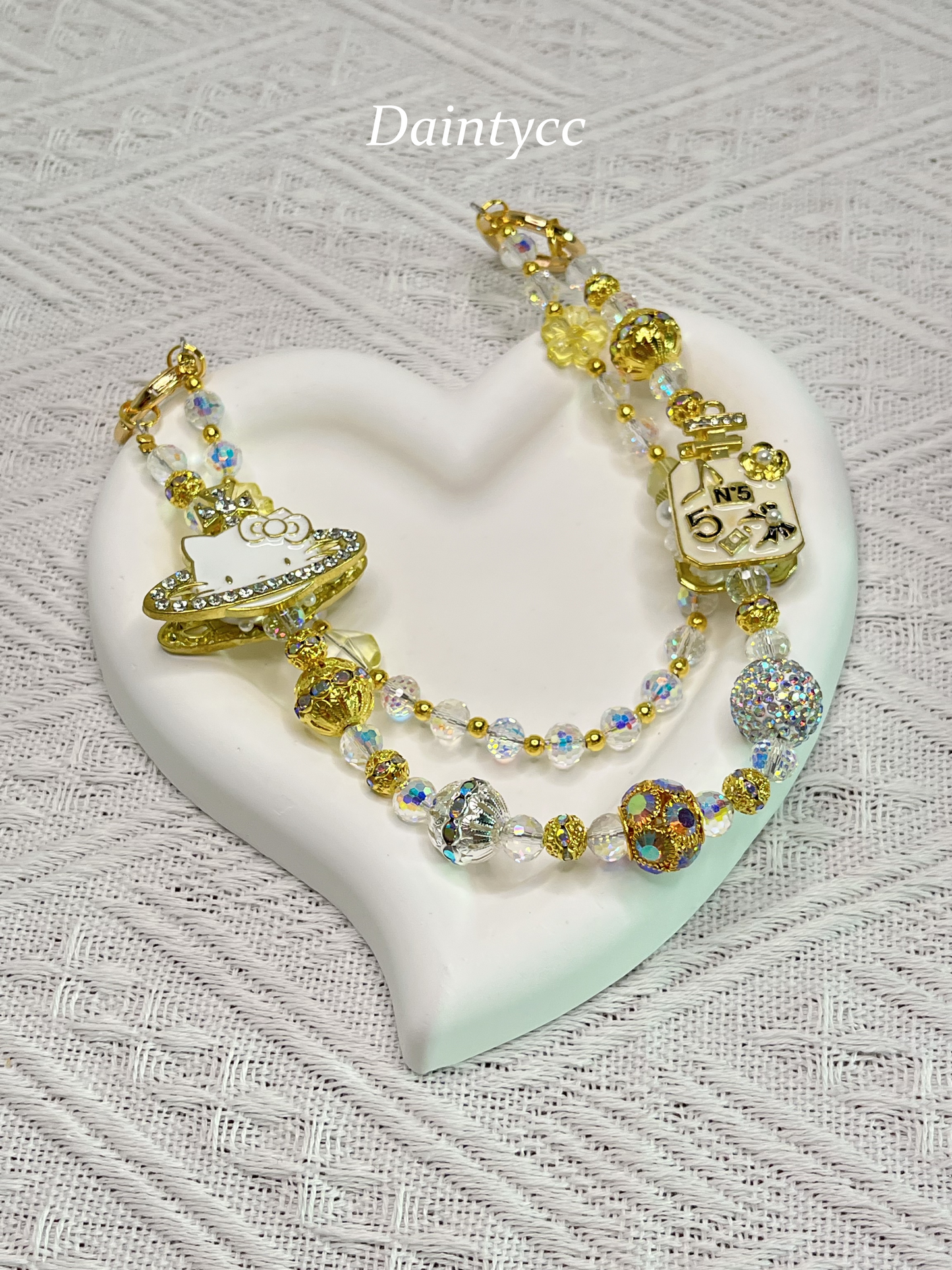 Golden Kitty luxurious bag charm phone chain double chain key chain