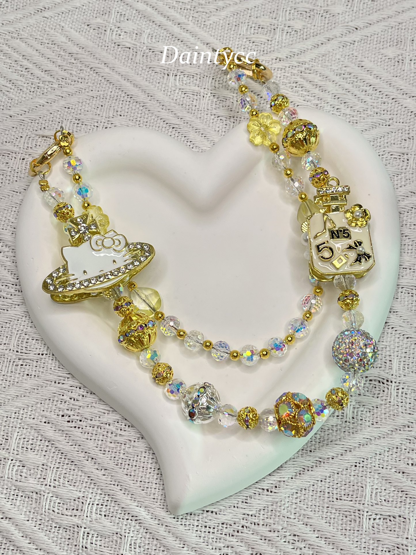 Golden Kitty luxurious bag charm phone chain double chain key chain
