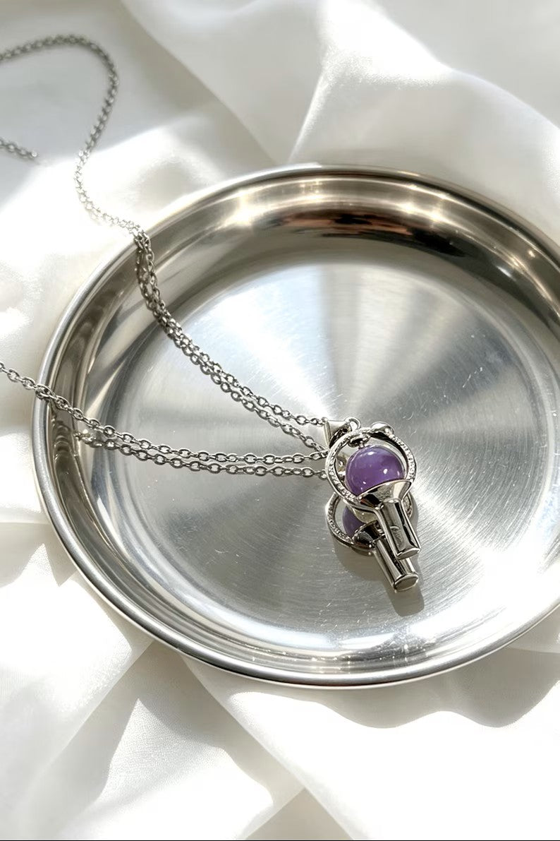 Kpop Lightstick Pendant Necklace | Silver-Tone Army Bomb Inspired Minimalist Jewelry Gift for Fans