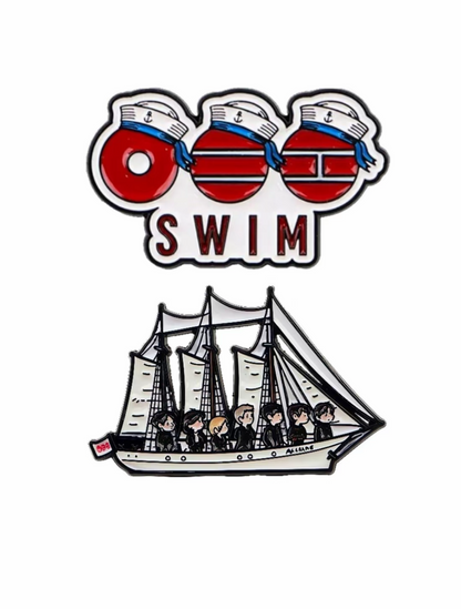 Kpop Merch ARIRANG 'SWIM' Enamel Pins | OT7 Sailboat & Sailor Logo Pin | Fanmade Kpop Gift & Accessory for ARMY
