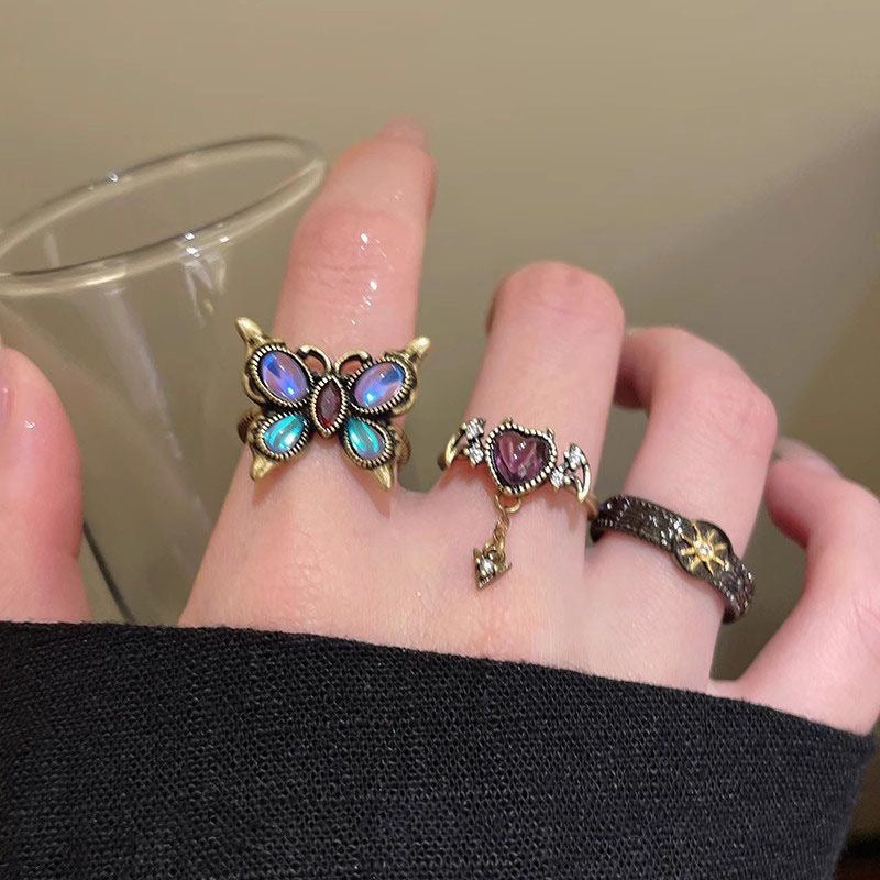 Dark Butterfly Ring Set