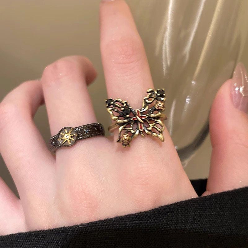 Dark Butterfly Ring Set