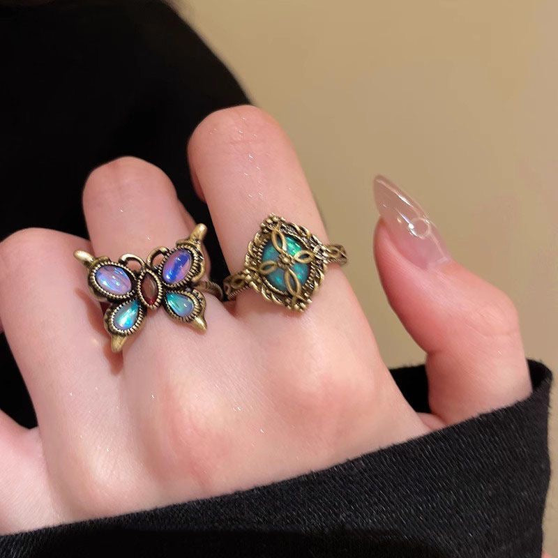 Dark Butterfly Ring Set