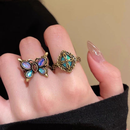 Dark Butterfly Ring Set
