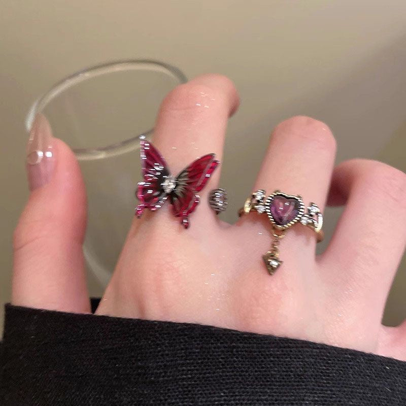 Dark Butterfly Ring Set