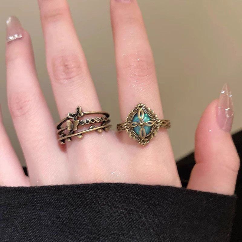 Dark Butterfly Ring Set