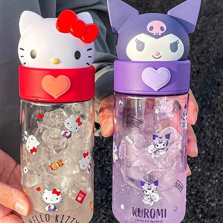 Character 3D Lid Water Bottle | Cute Cartoon Transparent Water Bottle