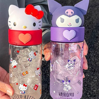 Character 3D Lid Water Bottle | Cute Cartoon Transparent Water Bottle