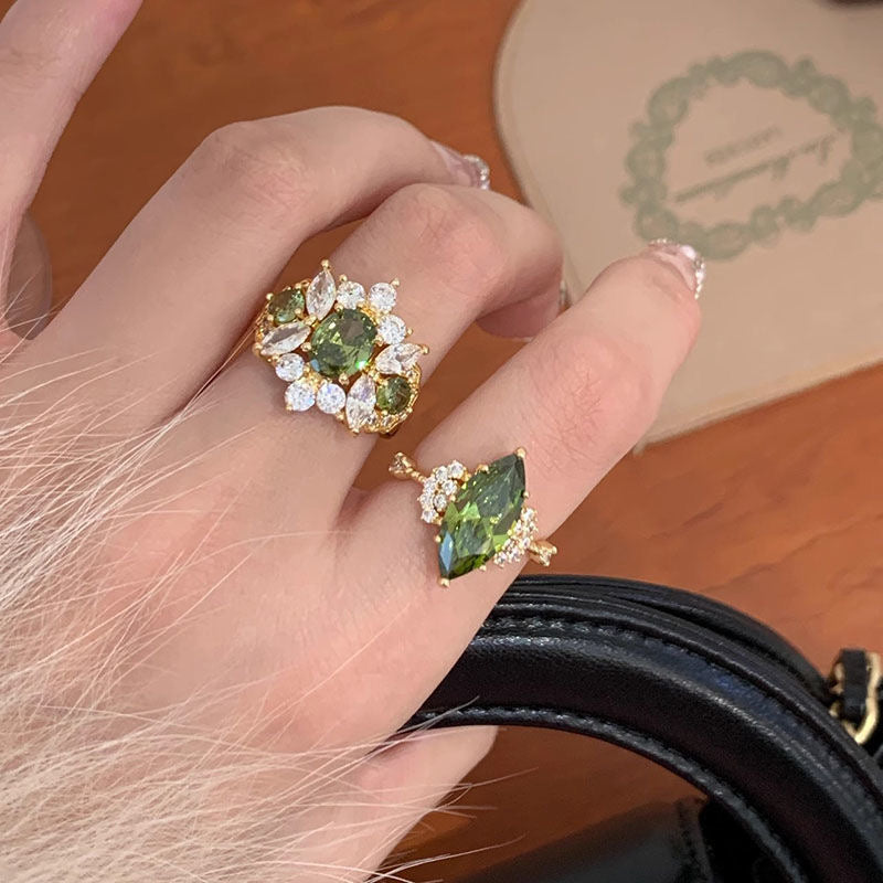 Olive green ring set of two