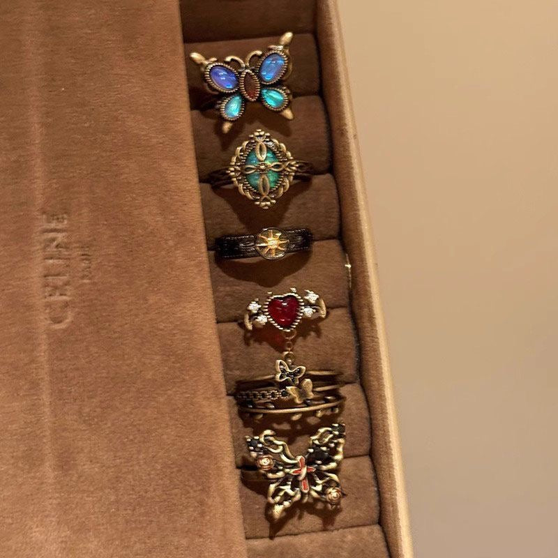 Dark Butterfly Ring Set