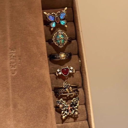 Dark Butterfly Ring Set