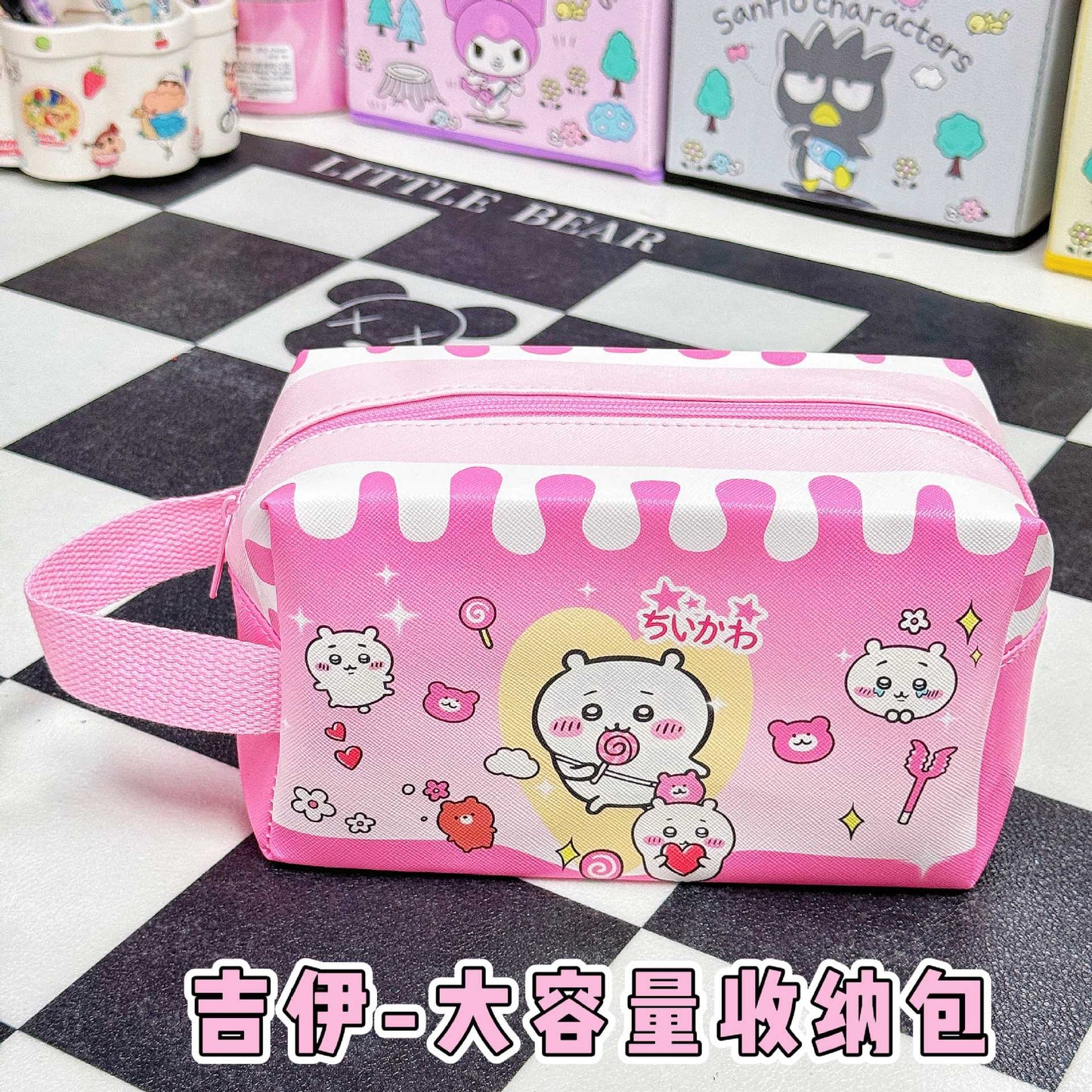 Cute PU Waterproof Makeup Bag – Portable Cosmetic & Stationery Organizer Pencil Case