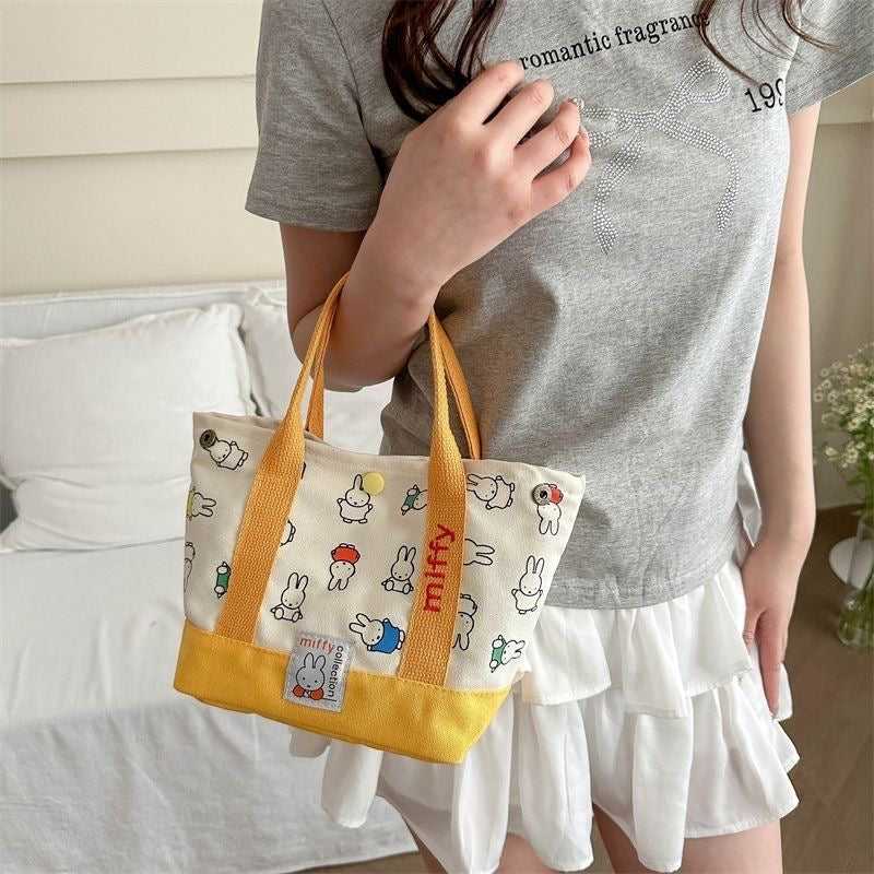 Miff.y Character Print Canvas Tote Bag – Cute Everyday Carry Handbag