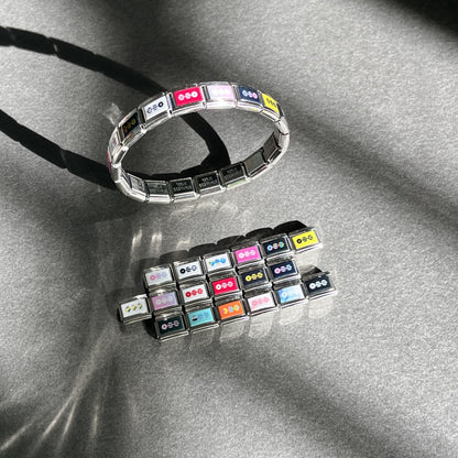 Purple Ocean ARMY Italian Charm Bracelet - 18 Links Stainless Steel K-Pop Jewelry