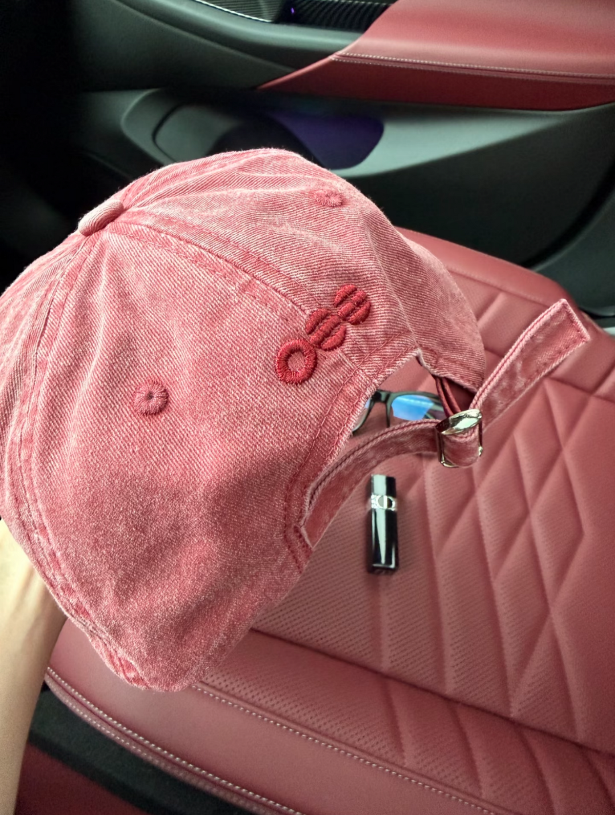 Vintage Washed Cotton Kpop Baseball Cap | Distressed Embroidered Fanmade Dad Hat (Grey / Pink)