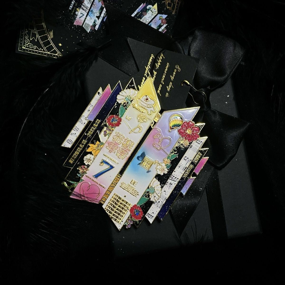 BTS 10th Anniversary Fanmade Jumbo Pin on Premium Black Background