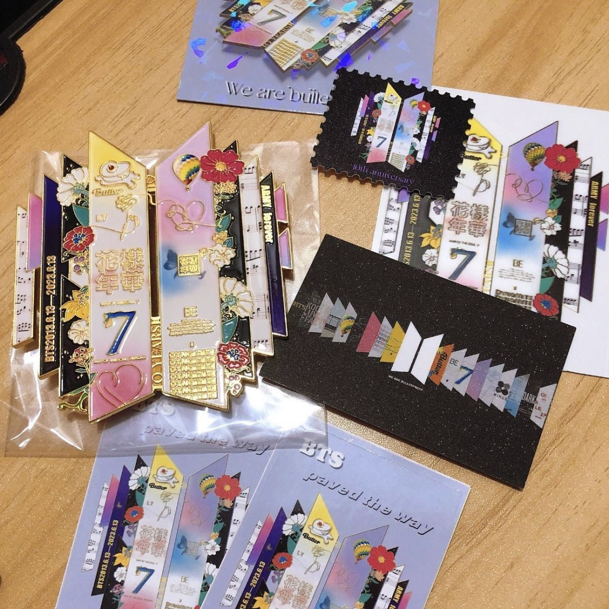 BTS 10th Anniversary Enamel Pins with Custom Backing Cards