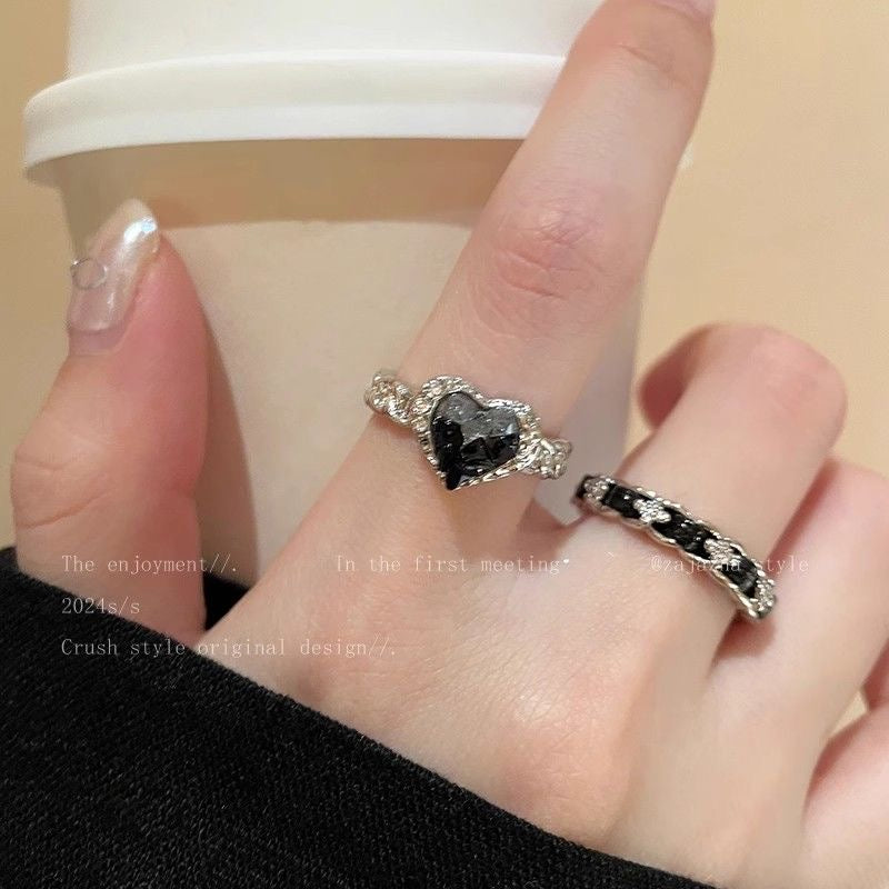 Love zircon ring two-piece set