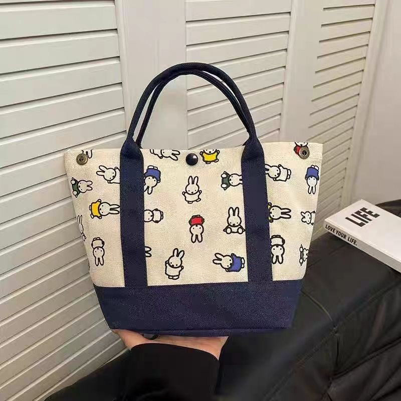 Miff.y Character Print Canvas Tote Bag – Cute Everyday Carry Handbag