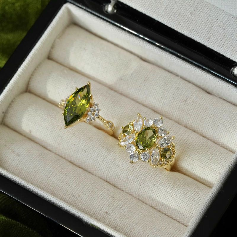 Olive green ring set of two