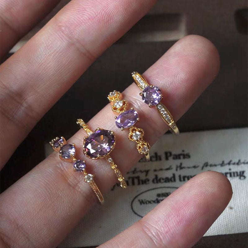 Sparkle Purple Ring Set