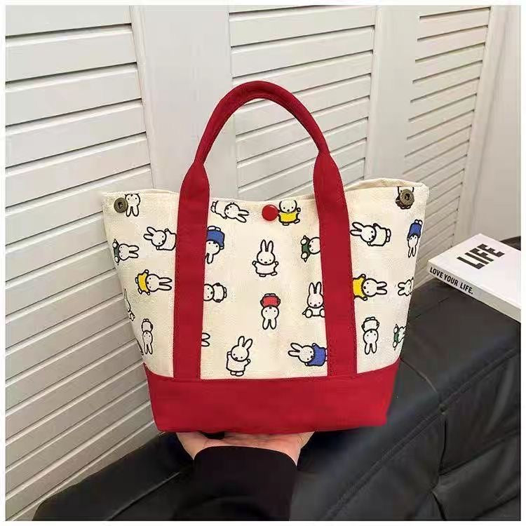 Miff.y Character Print Canvas Tote Bag – Cute Everyday Carry Handbag