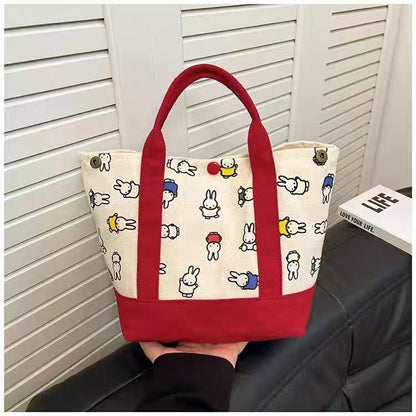 Miff.y Character Print Canvas Tote Bag – Cute Everyday Carry Handbag