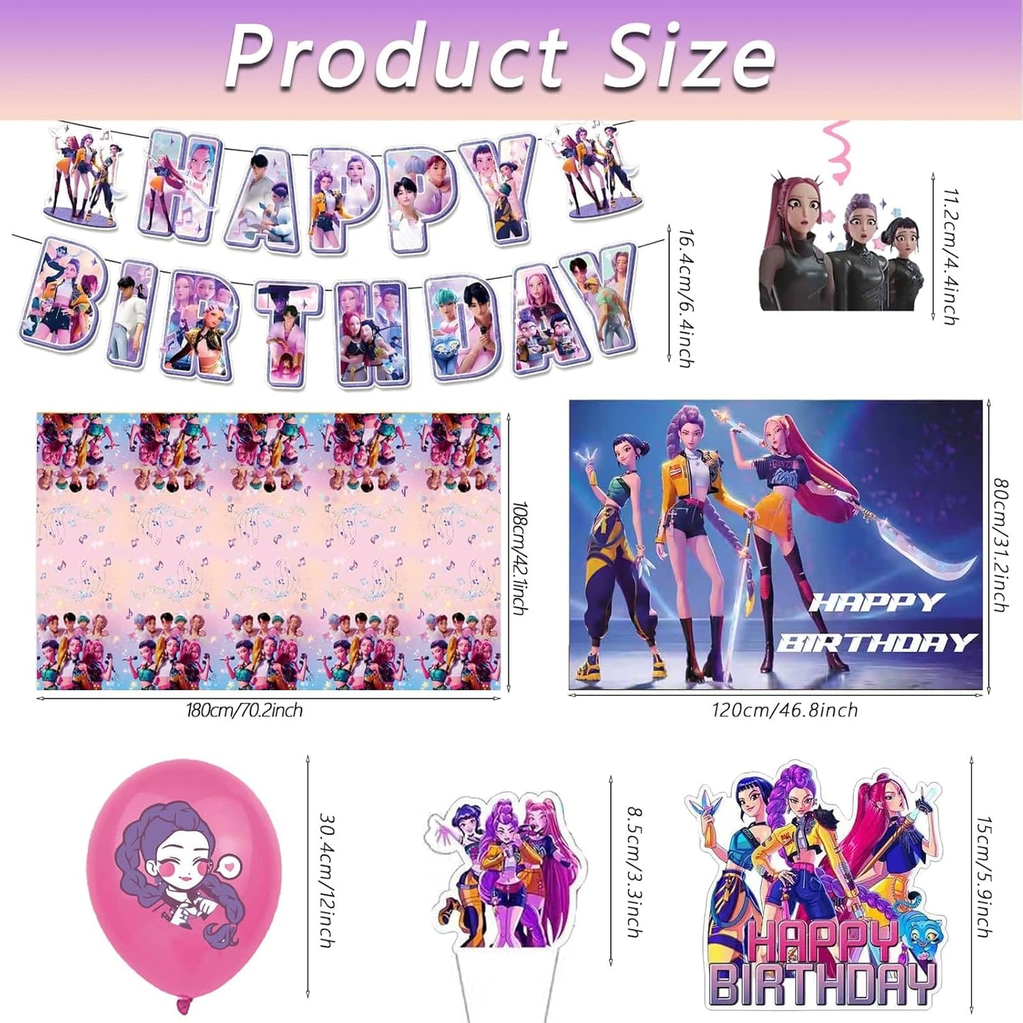 For Kpop Demon Hunters Party Supplies for Boys Girls Hunters Theme Party