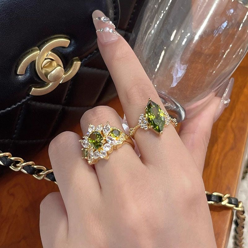 Olive green ring set of two
