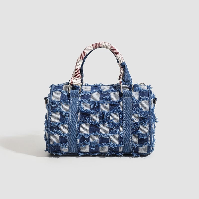 Cute Womens Purses and Handbags, Blue Denim Shoulder Bag Cartoon Crossbody Bags With Detachable Strap