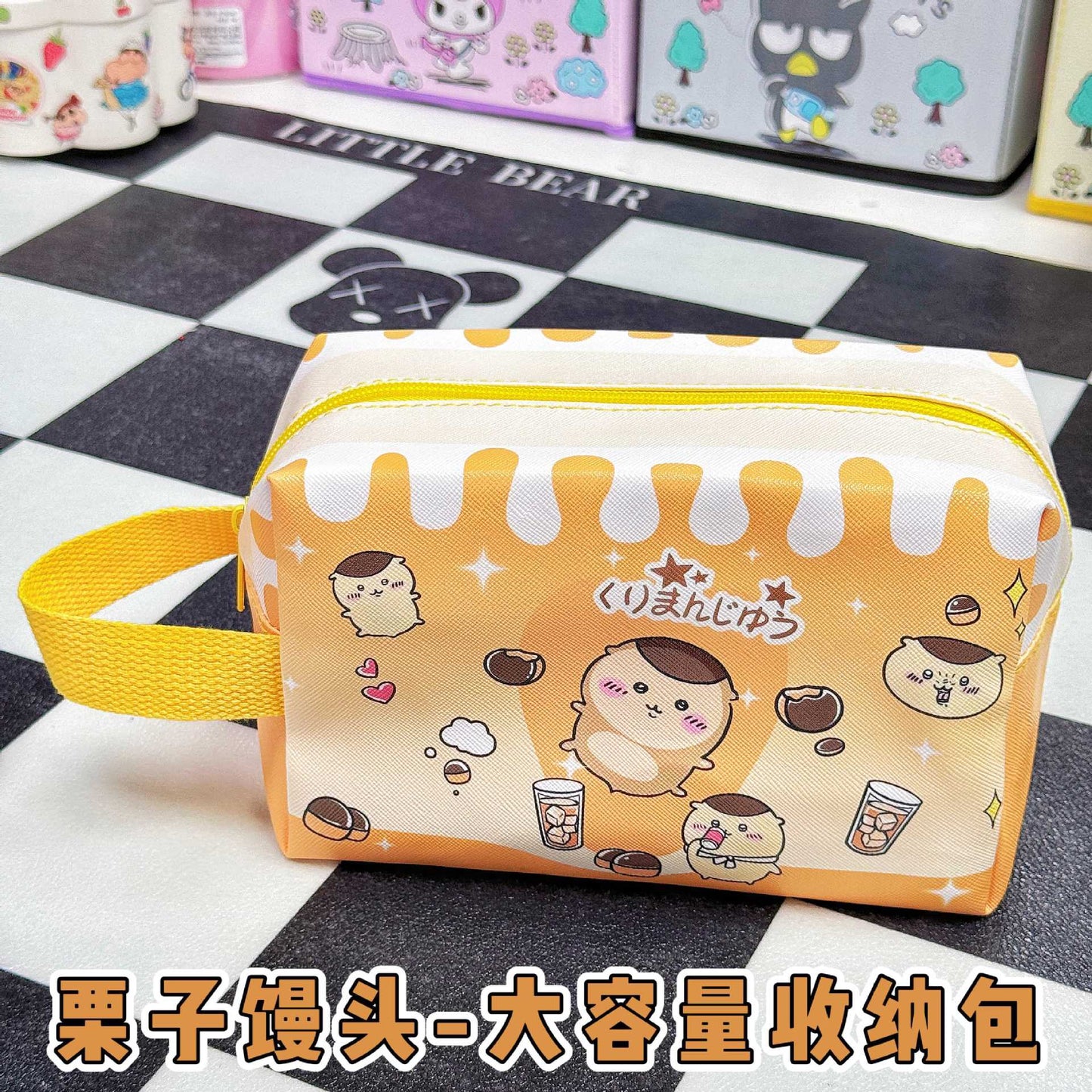 Cute PU Waterproof Makeup Bag – Portable Cosmetic & Stationery Organizer Pencil Case