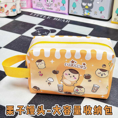 Cute PU Waterproof Makeup Bag – Portable Cosmetic & Stationery Organizer Pencil Case