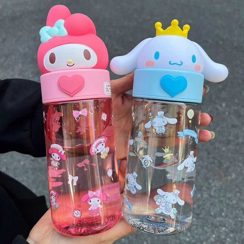 Character 3D Lid Water Bottle | Cute Cartoon Transparent Water Bottle