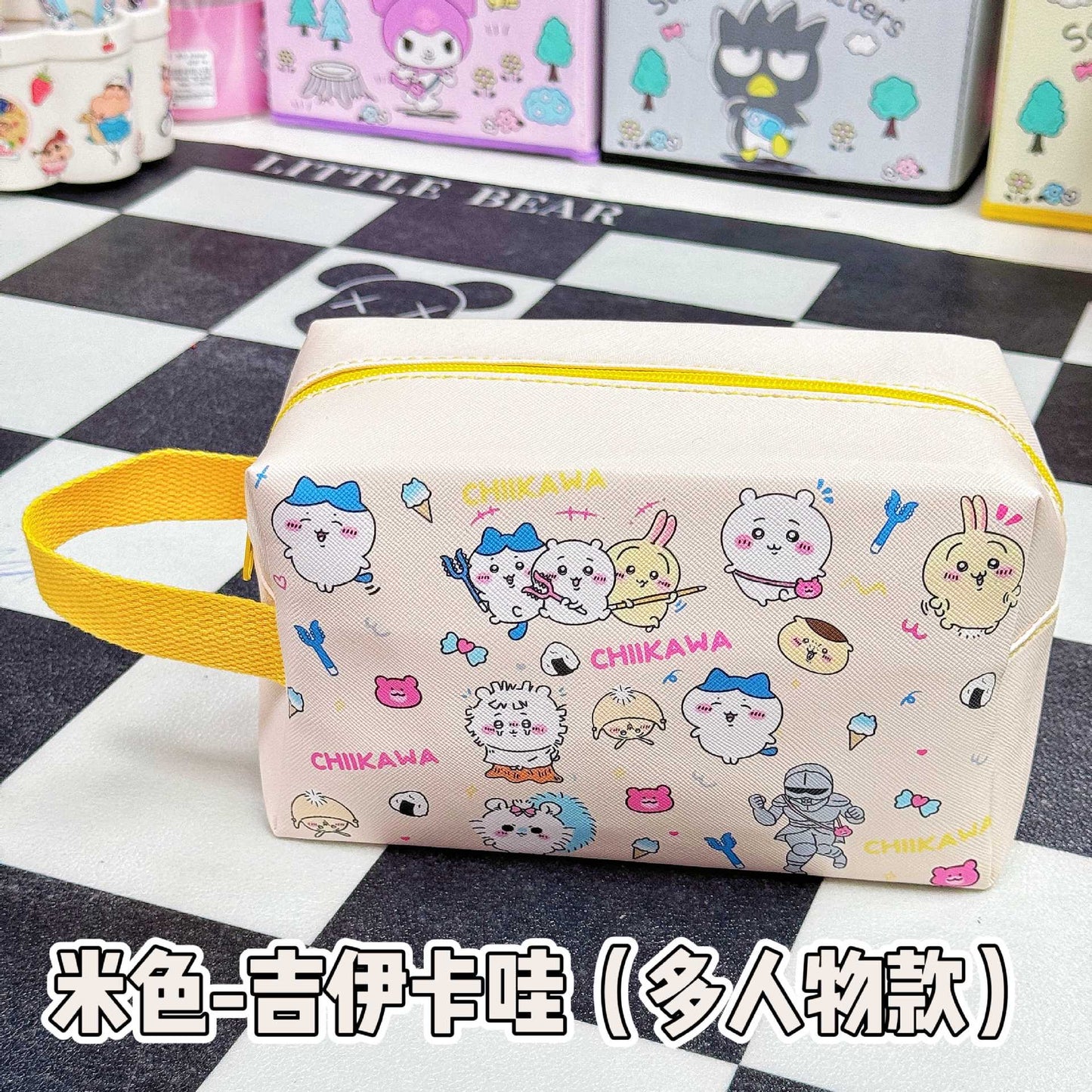 Cute PU Waterproof Makeup Bag – Portable Cosmetic & Stationery Organizer Pencil Case