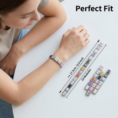 BTS ARMY Italian Charm Bracelet - 18 Pcs Modular Stainless Steel Waterproof Album Laser Wristband for Kpop Concert Outfit & Friendship Gift