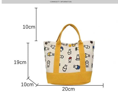 Miff.y Character Print Canvas Tote Bag – Cute Everyday Carry Handbag