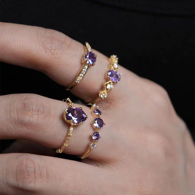 Sparkle Purple Ring Set