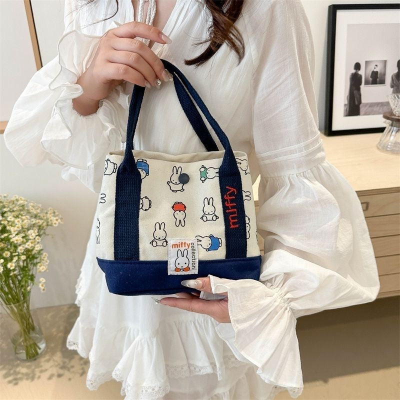 Miff.y Character Print Canvas Tote Bag – Cute Everyday Carry Handbag