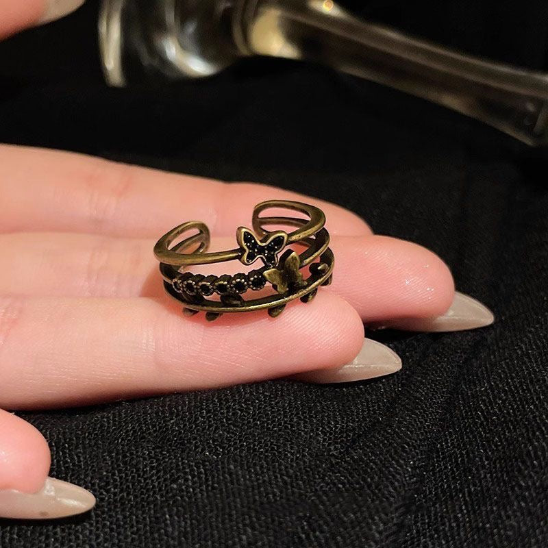 Dark Butterfly Ring Set