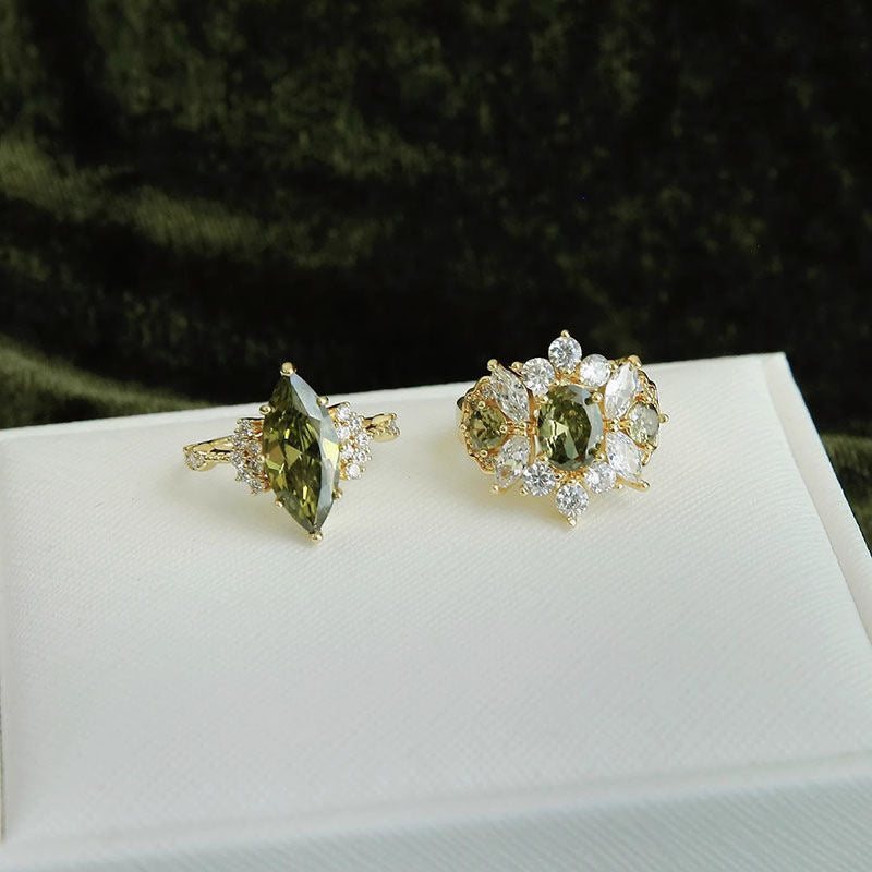 Olive green ring set of two