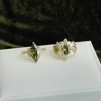 Olive green ring set of two