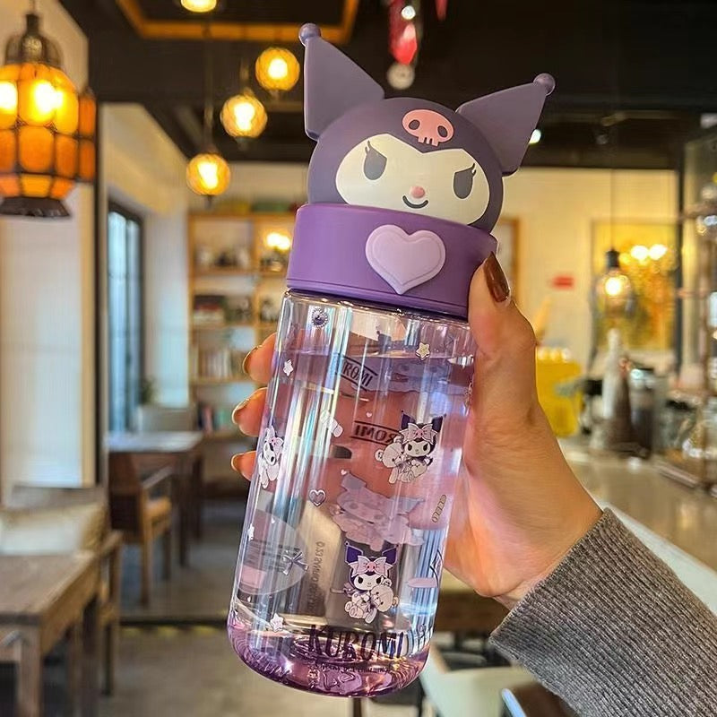 Character 3D Lid Water Bottle | Cute Cartoon Transparent Water Bottle