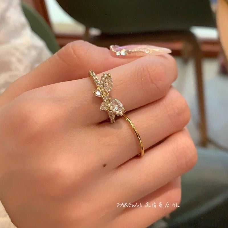 Exquisite butterfly Zircon ring four-piece set