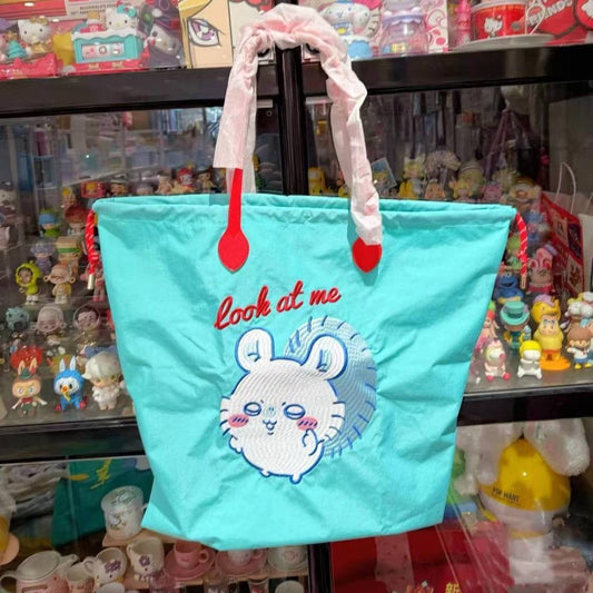 Nylon Tote Bag Large Capacity – Cute Japanese Style Embroidered Shoulder Shopping Bag