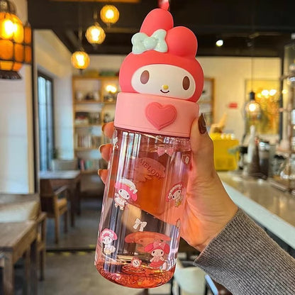 Character 3D Lid Water Bottle | Cute Cartoon Transparent Water Bottle