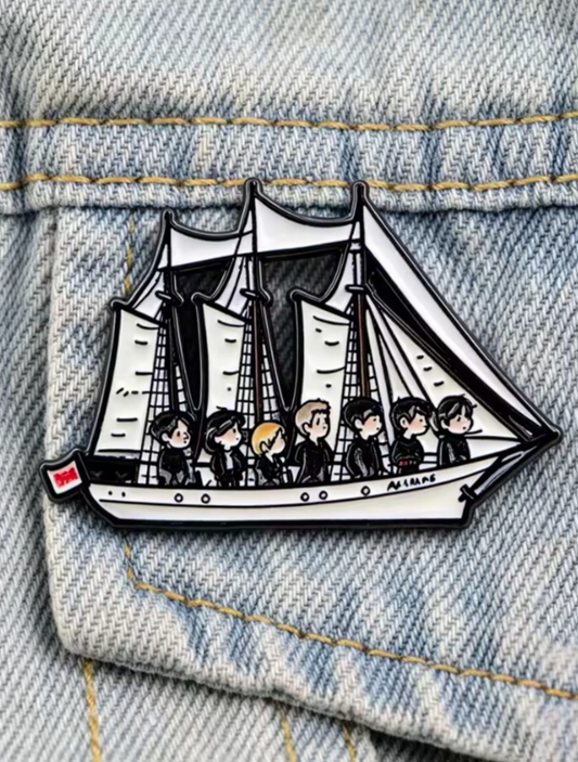 Kpop Merch ARIRANG 'SWIM' Enamel Pins | OT7 Sailboat & Sailor Logo Pin | Fanmade Kpop Gift & Accessory for ARMY