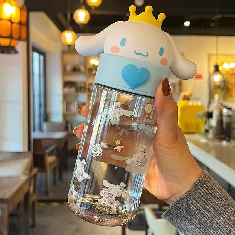 Character 3D Lid Water Bottle | Cute Cartoon Transparent Water Bottle