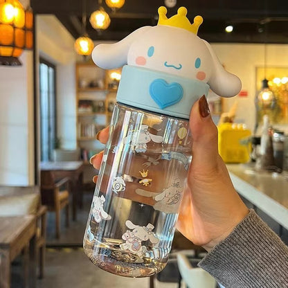 Character 3D Lid Water Bottle | Cute Cartoon Transparent Water Bottle