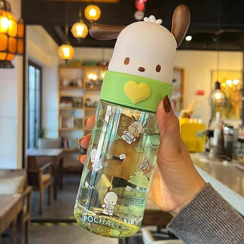 Character 3D Lid Water Bottle | Cute Cartoon Transparent Water Bottle